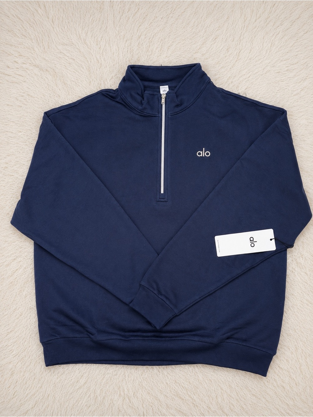 Alo Yoga Men’s Quarter Zip Pullover Navy Blue Size L Long Sleeve Athletic